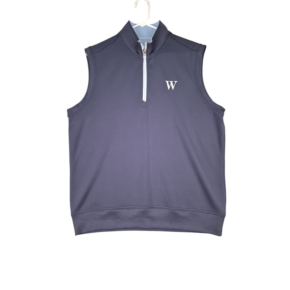 Johnnie-O Mens Navy Blue Quarter Zip Golf Vest Performance W Logo Size Medium
